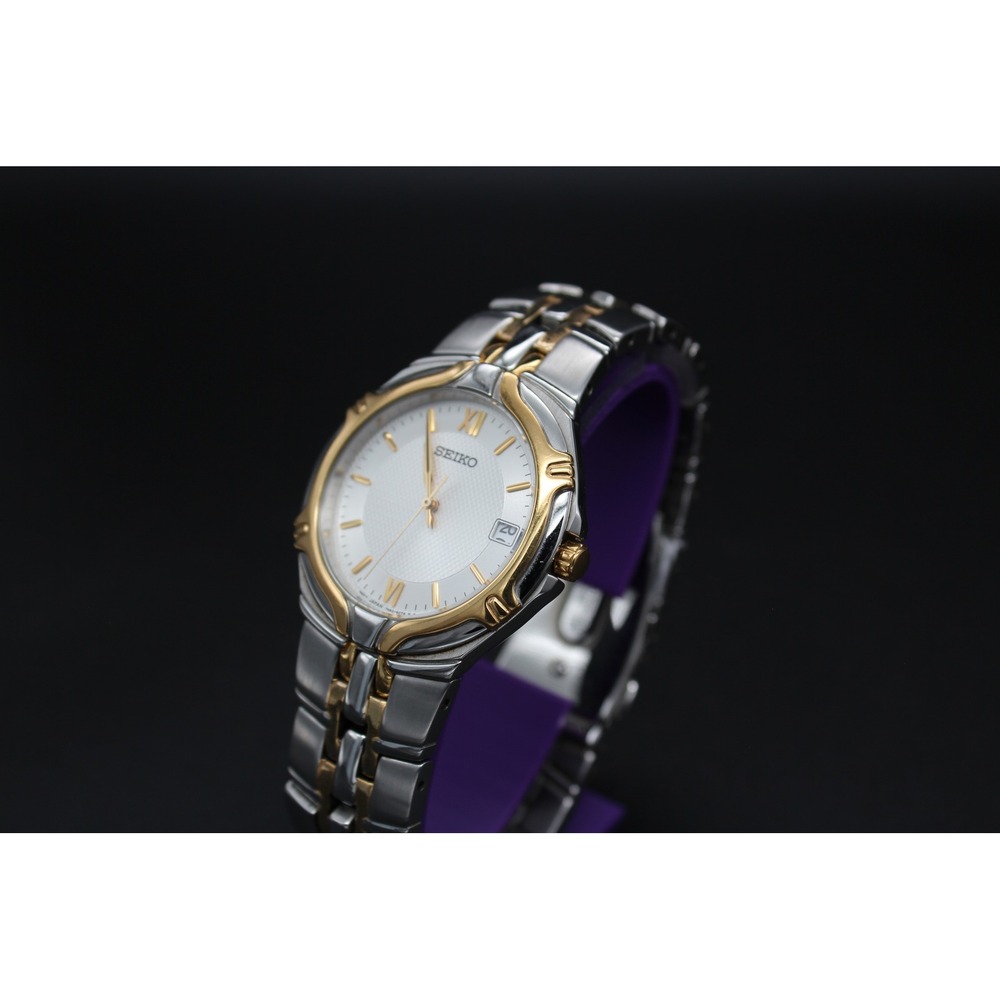 Seiko 36mm Two-Tone Dress Watch 7N42-6C10 – Textured Dial –‎ Original Bracelet